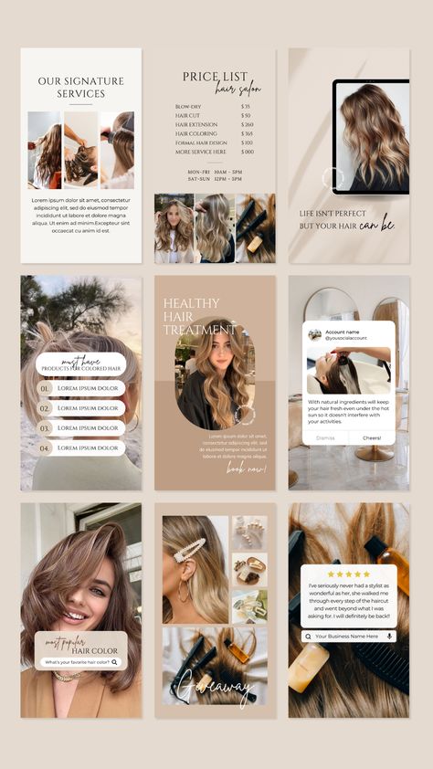 #Hair_Stylist_Templates #Beauty_Salon_Social_Media_Design #Marketing_Hair_Stylist #Hair_Salon_Instagram_Grid Marketing Hair Stylist, Hair Stylist Instagram Handles, Hairstylist Instagram Templates, Hairstylist Instagram Story Ideas, Hair Stylist Instagram Story Ideas, This Or That Hair Edition, Hair Salon Marketing Ideas Social Media, Hair Stylist Social Media Content, Salon Post Ideas