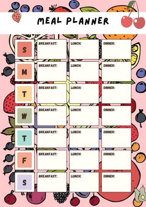 Meal Planner Digital | Weekly Food Diary, Meal Tracker, Food Journal, Menu Plan & Prep, BONUS Grocery List! Diet, Fitness, Health. plannerpagesprintablefree #freeblogplanner #todoplanner #plannernotes Diet Planner Aesthetic, Meal Plan Template Aesthetic, Daily Meal Plan Template, Meal Plan Pdf Free Printables, Eat Schedule, Food Diary Ideas, Grocery List Diet, Meal Diary, Month Meal Plan