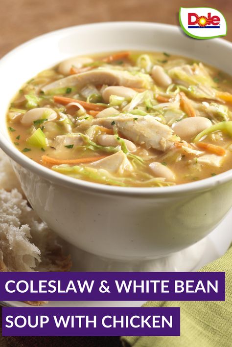 Coleslaw Soup Recipe, Cabbage Soup Made With Coleslaw, Coleslaw Mix Soup, Angel Hair Cabbage Recipes, Angel Hair Coleslaw Recipes, Coleslaw Soup, Cabbage Chicken Soup Recipes, Ways To Use Bagged Coleslaw, Bag Coleslaw Recipe