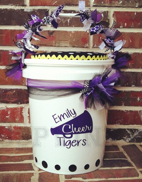 Hey, I found this really awesome Etsy listing at http://www.etsy.com/listing/156646471/personalized-cheer-cheerleader-team-high Cheerleading Crafts, Cheer Buckets, Cheer Squad Gifts, School Football Game, Youth Cheer, Dance Team Gifts, Cheer Spirit, Cheer Practice, High School Baseball