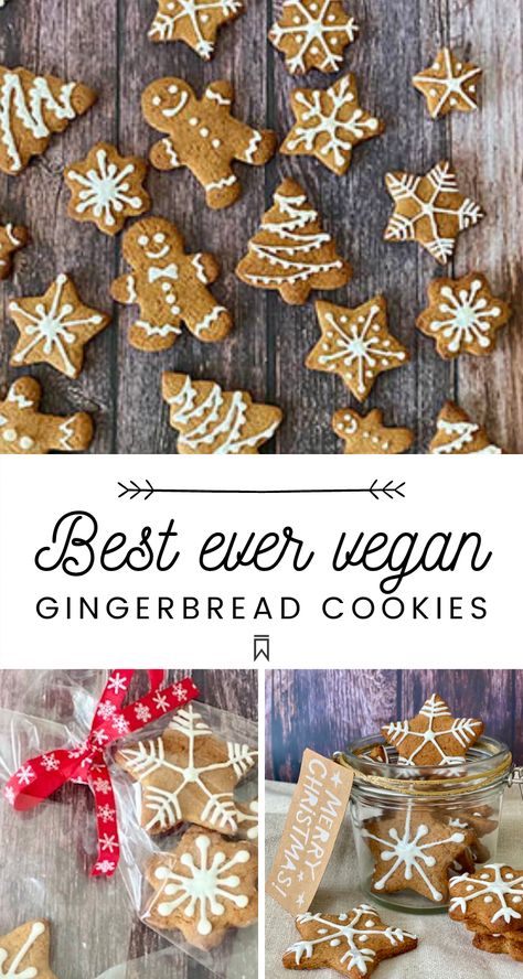 Those Christmas Cookies Are The Best Ever Vegan Gingerbread Cookies I ever had! Soft and chewy, crispy edges, rich spices, just sweet enough – these are the perfect vegan gingerbread cutout cookies! Made with coconut oil, unrefined sugar, flax egg, and other healthier ingredients. Vegan, healthy, a holiday favorite! Oh my gosh, these are so good and rich!! My favorite vegan gingerbread cookies! #vegangingerbread #vegancookies #Christmascookies #veganchristmas #veganbaking Christmas Vegan Cookies, Easy Vegan Christmas Cookies, Christmas Cookies Vegan, Vegan Ginger Cookies, Eggless Gingerbread Cookies, Ginger Cookies Vegan, Gluten Free Vegan Gingerbread Cookies, Soft Vegan Gingerbread Cookies, Vegan Gingersnap Cookies