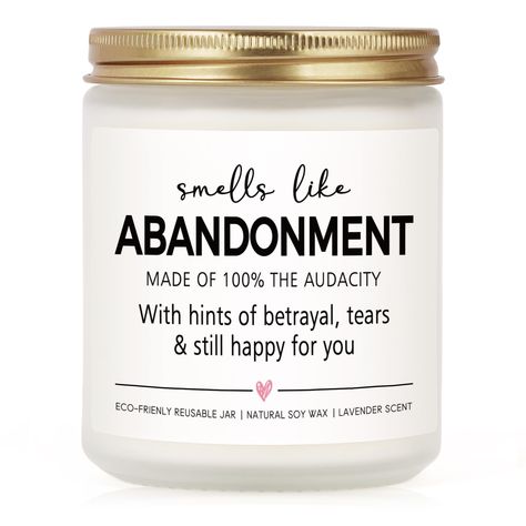 PRICES MAY VARY. COWORKERS LEAVING GIFTS: For someone who becomes your best friends in workplace, they will be glad and surprised to have this funny goodbye gift telling them how unique and irreplaceable they mean to you, farewell gifts like this will be appreciated immensely by your friends FAREWELL GIFTS FOR COWORKERS: This “smells like abandonment” candle is a fun gift idea for best friend, coworker, colleague, work bestie, work bff, boss, employee, supervisor, retired people, or anyone who i Funny Goodbye Gifts For Coworkers, Goodbye Colleague Gift, Boss Leaving Quotes, Last Day Of Work Gift For Coworkers, Colleague Gift Ideas, Farewell Ideas For Coworkers, Goodbye Party Ideas Work, Gift For Boss Leaving, Funny Coworker Leaving