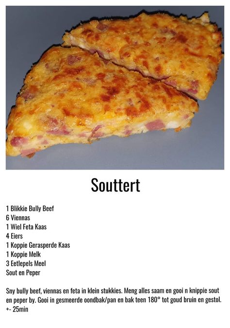 Sout Tert Resepte, Sout Tertjies, South African Salad Recipes, Tart Recipes Savory, Savoury Tarts, Quiche Recipes Easy, Savory Tart, Pizza Recipes Homemade, South African Recipes