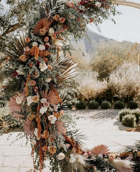 Rust And Greenery Wedding Arch, October Wedding Backdrop, Terracotta Wedding Alter, Fall Flower Arch Wedding, Boho Terracotta Wedding Ceremony Decor, Rust Orange Wedding Party, Rust Party Decor, Altar Arch Wedding, Wedding Fall Arch