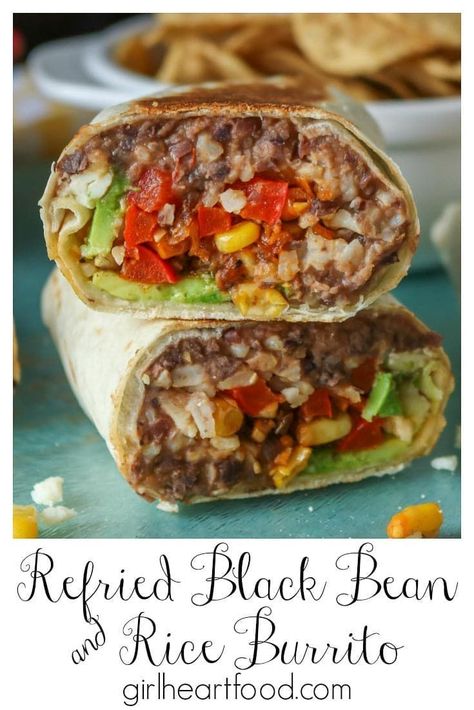 Looking for a delicious refried bean recipe? Try this refried bean burrito! Made with homemade refried beans, rice, veggies, avocado and cheese, this vegetarian wrap is easy to prepare and simply delicious! #beanburrito #vegetarianwrap #refriedbeanburrito #homemadefriedbeans #refriedblackbeans #burritorecipe Bean Burrito Recipe, Vegetarian Wrap, Vegetarian Burrito, Refried Bean, Veggie Wrap, Bean Burrito, Homemade Refried Beans, Refried Beans Recipe, Lean Muscles