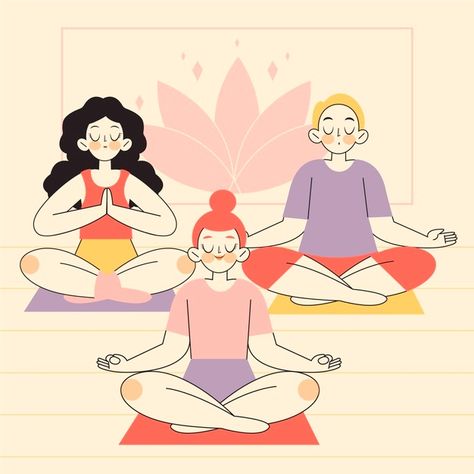 People Meditating, Organic Illustration, Yoga Background, Happy Yoga Day, Yoga Drawing, Yoga Illustration, Happy Yoga, Yoga Poster, Meditation Apps