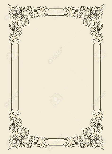 Royal Frame, Book Cover Art Design, Vintage Photo Frame, Ornamental Vector, Victorian Frame, Baroque Frames, Page Decoration, Vintage Photo Frames, Page Borders Design