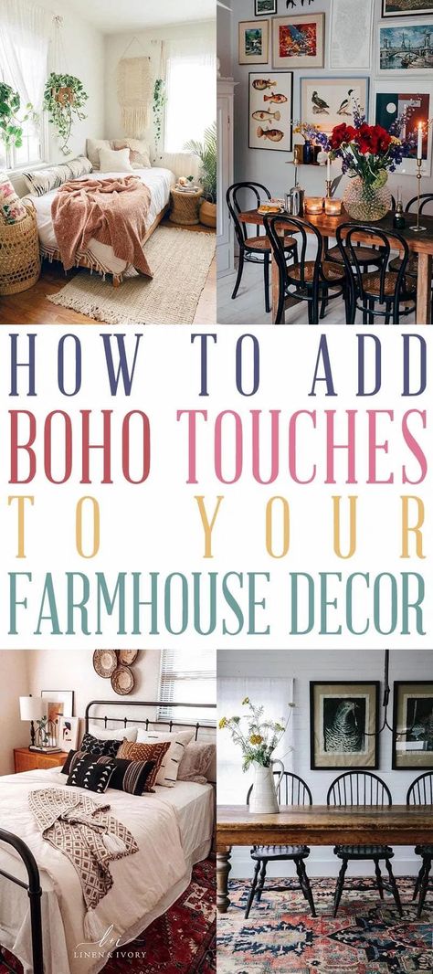 How to add Boho Touches to Your Farmhouse Decor Boho Farmhouse Living Room, Modern Boho Farmhouse, Boho Farmhouse Decor, Eclectic Farmhouse, Farmhouse Style Decor, Boho Living Room Decor, Simple Accessories, Boho Farmhouse, Décor Boho