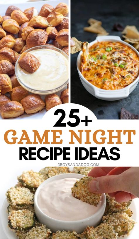 You're going to love these easy Game Night Recipes! They're perfect for dipping, snacking, sharing, and cheering on your favorite team. Game Night Dip Recipes, Easy Dinner For Game Night, Snacks For Game Night Appetizers, Fun Game Night Snacks, Poker Food Ideas, Game Night Foods Hosting, Snacks For Guys Night, Snack Night Dinner, Casino Night Appetizers