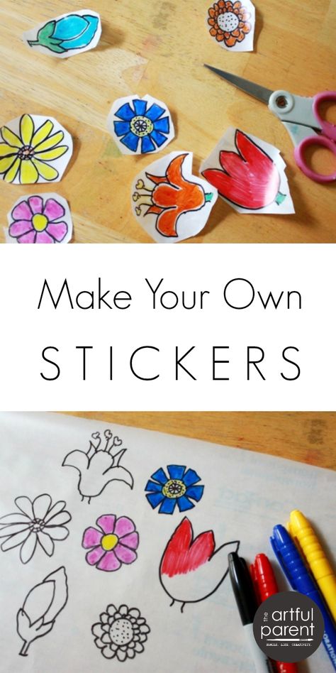 Make your own stickers with this easy DIY method and some contact paper. This creative activity for kids gives them free reign to create their own stickers. Contact Paper Crafts, Diy Girls Bedroom, Homemade Stickers, How To Make Stickers, Cool Art Projects, Creative Activities For Kids, Art Activities For Kids, Make Your Own Stickers, Contact Paper