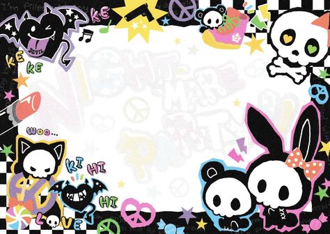 Emo Stationary, Scenecore Background, Tokidoki Wallpaper, Background Doodles, Funky Art Wallpaper, 2009 Aesthetic, Scene Stickers, Frutiger Metro, Memo Pad Design