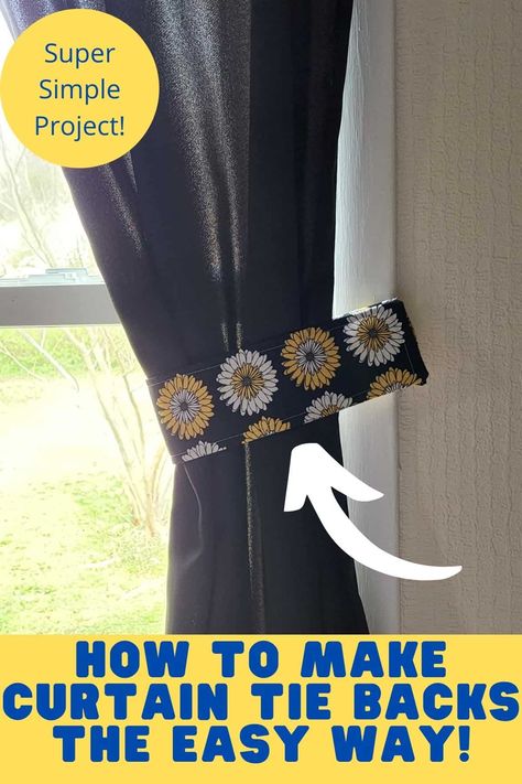 Knit Curtain Tie Backs, How To Make Curtain Tie Backs Easy Diy, Homemade Curtain Tie Backs, Diy Magnetic Curtain Tie Backs, Creative Curtain Tie Backs, Drapery Tie Back Ideas, Easy Curtain Tie Backs Diy, Ribbon Curtain Tie Backs, How To Tie Back Curtains Ideas