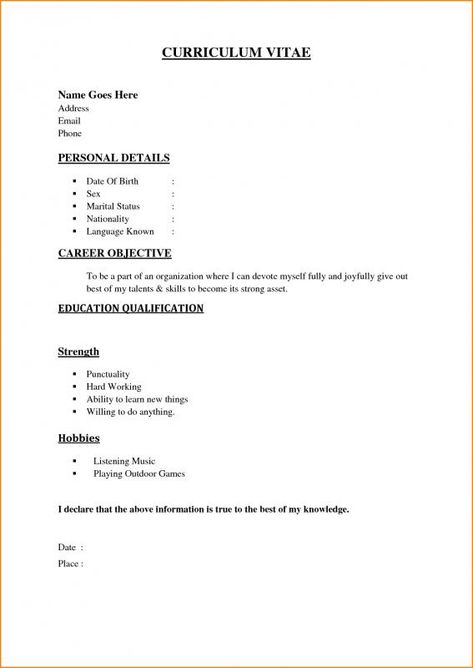 Simple Resume Format Simple Resume Sample, Basic Resume Format, Simple Resume Examples, Basic Resume Examples, Resume Outline, Simple Resume Format, Resume Format Download, Job Resume Format, Simple Cv