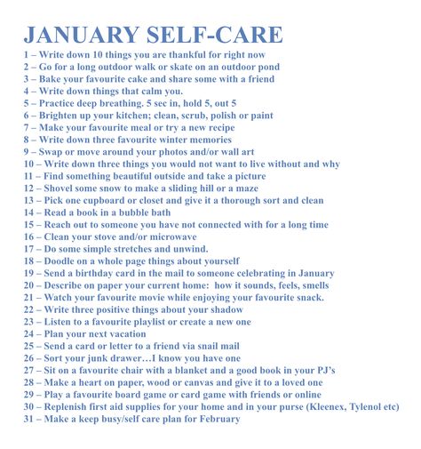 Positive ways to keep up your mental health How To Stay Mentally Healthy, January Self Care Challenge 2024, January To Do List, Mental Cleanse Challenge, January Checklist, Self Care Calendar, January Goals, January Recipes, January Ideas