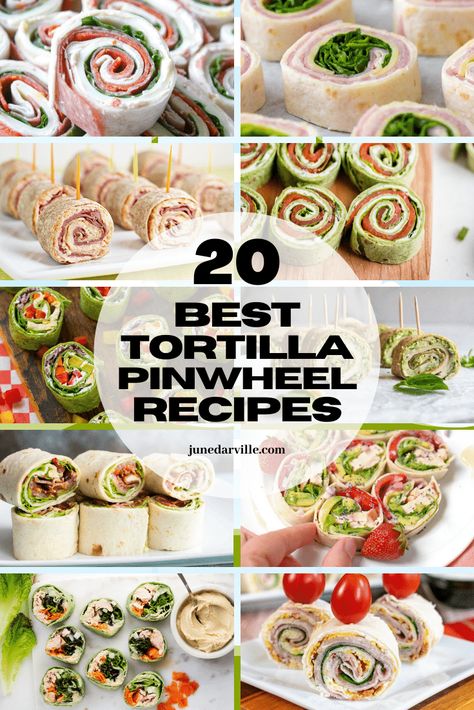 Looking for creative roll ups for a lunchbox, potluck party or an appetizer? Check out these 20 tortilla pinwheel recipes from fellow food bloggers! Tortilla Pinwheel Recipes, Tortilla Pinwheels Recipe, Pinwheel Recipe, Tortilla Pinwheels, Pinwheel Sandwiches, Pinwheel Appetizers, Tortilla Rolls, Roll Ups Recipes, Potluck Party