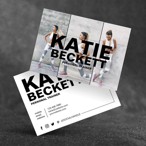 Personal Training Business Cards, Personal Trainer Marketing, Personal Trainer Business Card, Business Card Stands, Personal Trainer Business, Business Card Books, Fitness Influencer, Personal Training Business, Photo Business Cards