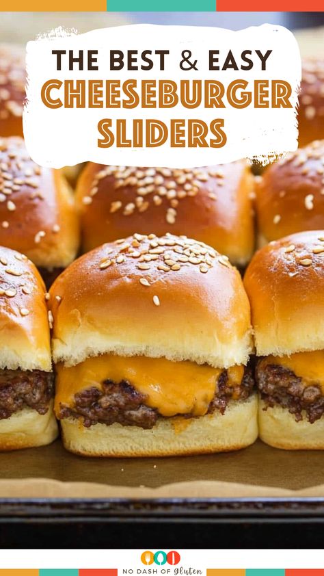 Craving a quick and satisfying meal for the whole family? These Easy Cheeseburger Sliders are loaded with juicy beef, cheddar cheese, and topped with buttery dinner rolls. Perfect for parties, game day, or any weeknight dinner! Ready in just 30 minutes. Try them tonight! Save this pin to make it later! Hamburger Cheese Sliders, Cheese Burger Sliders Ground Beef, Beef Sliders Recipes Burgers, Lunch And Supper Ideas, Easy Burger Sliders Recipes, Dinner With Buns, Best Sandwiches Ever, Sliders Recipes Hawaiian Rolls Cheeseburger, Dinner Ideas Football Game