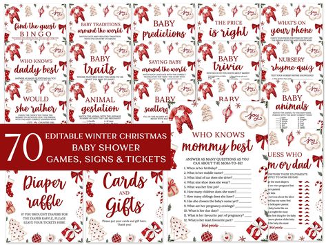 Editable Winter Baby Shower Game Bundle, Red Gender Neutral Holiday Christmas Baby Shower Games, Merry Little Baby Shower Game Bundle S2 Merry Little Baby Shower Theme, Winter Baby Sprinkle Games, Baby Shower Games Christmas Theme, Christmas Baby Shower Games, Rustic Winter Baby Shower Games For Boys, Christmas Baby Shower Invitations Target, Baby Trivia, Candy Signs, Joy Baby