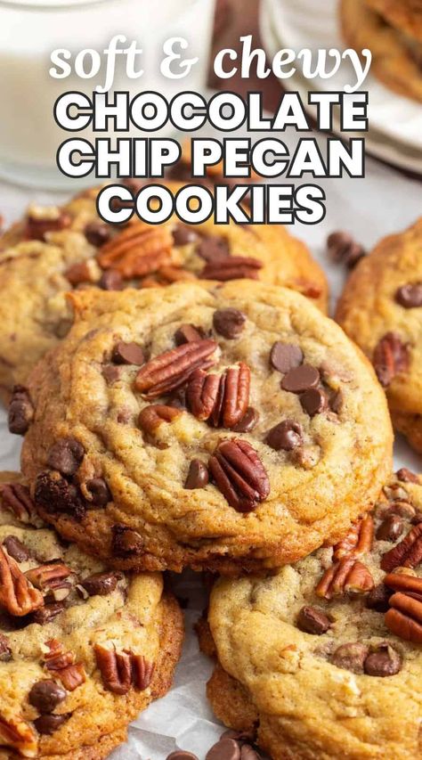 Chocolate Chip And Pecan Cookies, Chocolate Pecan Cookies, Cookie Recipes Chewy, Chocolate Chip Pecan Cookies, Best Peanut Butter Cookies, Sunny Kitchen, Cinnamon Roll Cookies, Cookies Bars, Food Trip