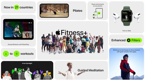 Apple Fitness Plus, Apple Presentation, Group Workouts, Fall Tv Shows, Apple Fitness, Brand Presentation, New Ios, Fitness Technology, Apple Design