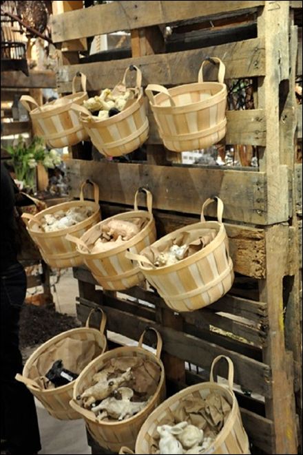 Basket Bulk Merchandising on a Pallet Frame Soap Display, Farm Store, Craft Fair Displays, Market Displays, Mud Kitchen, Craft Show Displays, Farm Shop, Craft Booth, Booth Display