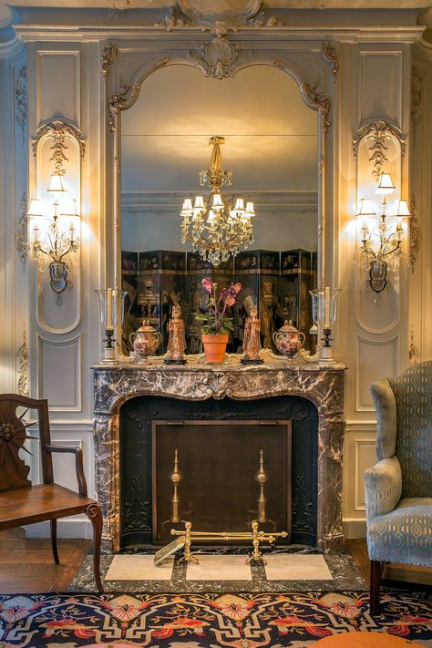 Classic Interior Design Living Room, Living Room Luxury, Luxury House Interior Design, Classic Interior Design, Classic Living Room, French Interior, Design Living Room, Park Avenue, Fireplace Design