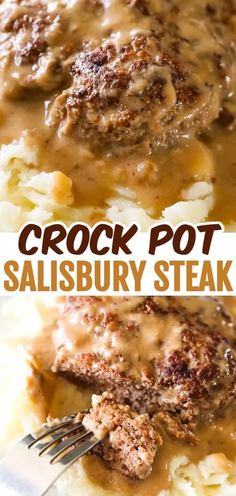 Crock Pot Salisbury Steak Slow Cooker, Country Steak And Gravy Crock Pot, Hamburger Meat Recipes Easy Crock Pots, Slow Cooker Minute Steak And Gravy, Crockpot Dinner For Picky Eaters, Slow Cooker Recipes For Fall, Crockpot Recipes With Round Steak, Crock Pot Ideas With Hamburger Meat, Chopped Steak In Crock Pot