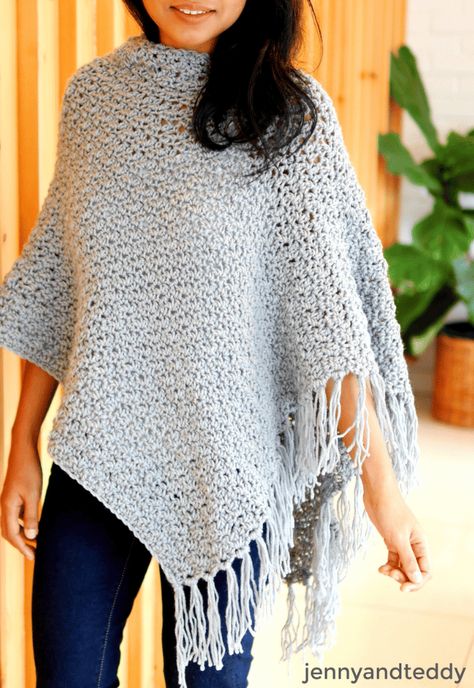 Crochet Pattern Poncho, Crochet Poncho Pattern, Poncho Au Crochet, Poncho Women, Boho Crochet Patterns, Crochet Poncho Free Pattern, Poncho Crochet, Crochet Shrug Pattern, Plus Size Boho