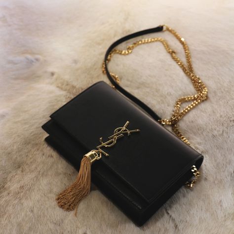 Ysl Chain Bag, Ysl Kate Tassel Bag, Saint Laurent Kate Bag, Ysl Tassel Bag, Ysl Kate Bag, Gold Chain Handbag, Chain Outfit, Handbags Australia, Ysl Purse