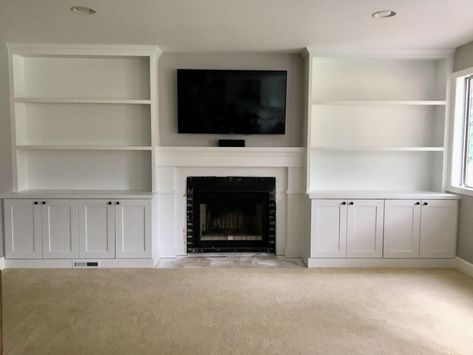 Built In Cabinets Around Fireplace, Cabinets Around Fireplace, Built In Cabinets, Built Ins, Bookshelves, Built In, Fireplace, Living Room