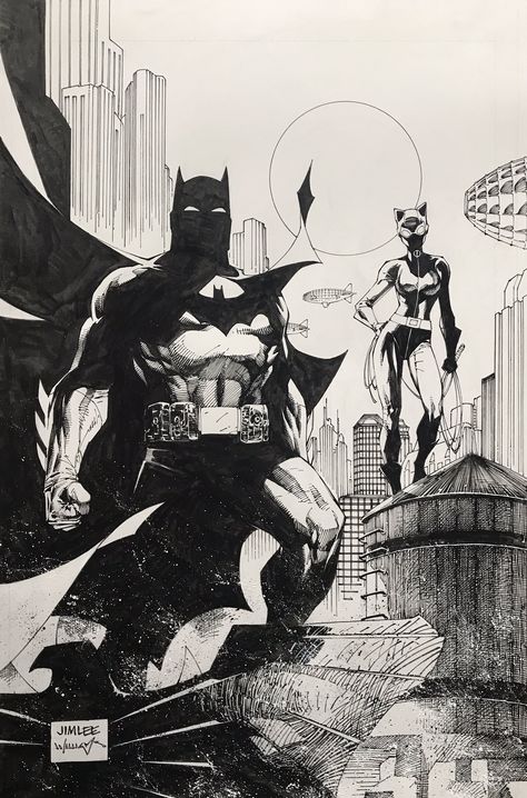 Jim lee Batman catwoman Superman Worlds Finest, Jim Lee Batman, Jim Lee Art, Batman Catwoman, Batman Drawing, Comic Book Art Style, Worlds Finest, Univers Dc, Batman And Catwoman