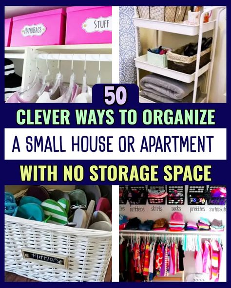 Storage Ideas For Apartments With No Closets, Best Storage Ideas For Small Bedrooms, Organizational Ideas For Small Spaces, How To Organize A Small Home, Organization In Small Spaces, How To Make Storage Space, Organizing Tiny House, Storage For Apartments, Small Space Cleaning Storage