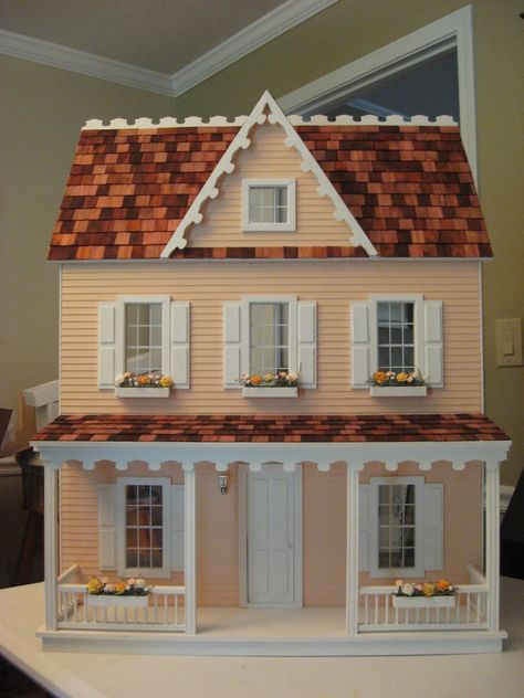 ... choose your shingle color). Interior finishing will include wallpaper, baseboards, crown molding, working interior and exterior doors, finished floors, ... Vermont Farmhouse Jr Dollhouse, Vermont Farmhouse Jr, Doors Colors, Vermont Farmhouse, Dollhouse Makeover, Exterior Door Colors, Craftsman Bathroom, Little Farmhouse, Shingle Colors