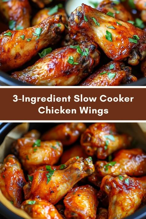 3-Ingredient Slow Cooker Chicken Wings Best Chicken Wings Recipe Crock Pot, Chicken Wings Recipe Crockpot, Slow Cooker Wings Recipe, Chicken Wings In Crock Pot Recipes, Crockpot Wings From Frozen, Slow Cooker Wings Crock Pots, Slow Cooker Chicken Wings Recipes, Crock Pot Wings Recipe, Crockpot Wings Slow Cooker