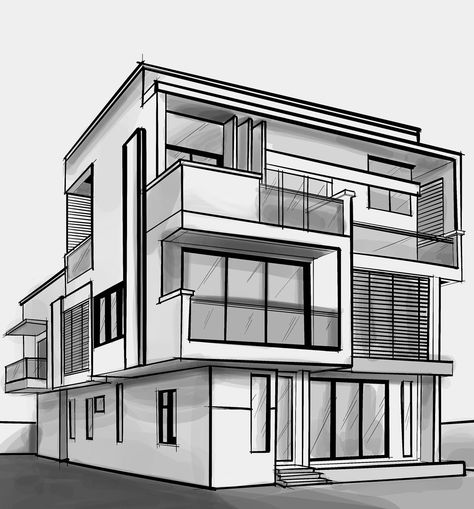 Drawing Of Interior Design, Drawing Board Design, More To Explore, One Point Perspective Exterior, Architecture Drawing Reference, Drawings Architect, Modern Architecture Drawing, Sketch Up Architecture, Engineering Sketches