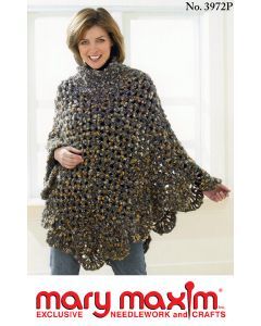 Poncho Pattern Poncho Haken, Cape Au Crochet, Poncho Au Crochet, Knifty Knitter, Crochet Cape, Mary Maxim, Crochet Poncho Patterns, Poncho Pattern, Scarf Poncho