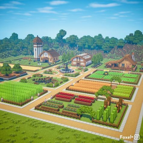 I made the Stardew Valley Farm on Minecraft. Tutorial on my YouTube channel. (Link in BIO) @foxel.mc - Game Info… | Instagram Big Minecraft Farm, Crop Farm Minecraft Ideas, Minecraft Wheat Farm Design, Minecraft Pasture, Minecraft Countryside, Minecraft Fields, Minecraft Farm Ideas Design, Cactus Farm Minecraft, Wheat Farm Minecraft