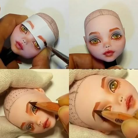 Doll Repaint Tutorial, Draw Eyebrows, Doll Face Paint, Куклы American Girl, Barbie Outfits, Custom Monster High Dolls, Monster High Custom, Monster High Repaint, Heart Key