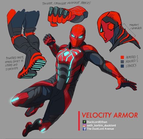 DuckLordEthan on Instagram: “Took inspiration from the PS4 original Velocity suit for this Spider-Armor. Park can now withstand more devastating blows from his enemies…” Spider Armor, Injustice Characters, Superhero Ideas, All Spiderman, Comics Cover, Superhero Suits, Spiderman 2, Spiderman Suits, Iron Man Armor