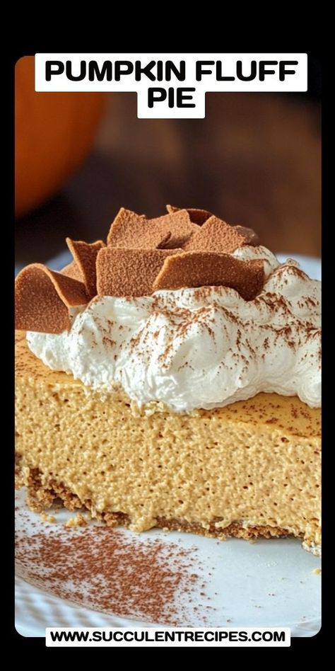 Try this Easy Pumpkin Fluff Pie Recipe for a quick and delicious dessert! With minimal preparation and no baking required, this pie is perfect for busy occasions. The creamy pumpkin filling with a hint of cinnamon and nutmeg adds a tropical twist, making it a great treat for family gatherings or holidays. No Bake Pumpkin Mousse Pie, Pumpkin Pie Fluff Recipe, Pumpkin Chiffon Pie No Bake, Pumpkin Pie Filling Desserts, Pumpkin Pie Mini Pies, Pumpkin Cloud Pie, Pumpkin Easy Dessert, Pumpkin Pie Filling Recipe Desserts, Pumpkin Fluff Pie Recipe