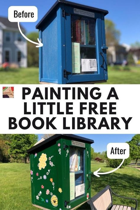 How we refreshed our Little Free Book Library with a coat of paint, stickers and sealant. Free Book Library, Book Library, Little Library, Free Library, Fun Craft, Diy Garden Decor, How To Paint, Free Books, Outdoor Garden