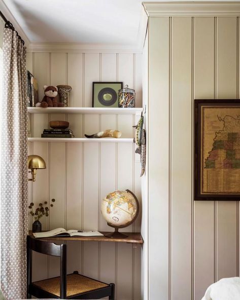 How to Decorate an Old House | HGTV Vintage Built Ins, Built In Desk Ideas, Decorating An Old House, Alcove Desk, Built In Desk And Shelves, Wall Nook, Desk Nook, Bedroom Built Ins, Desk Units