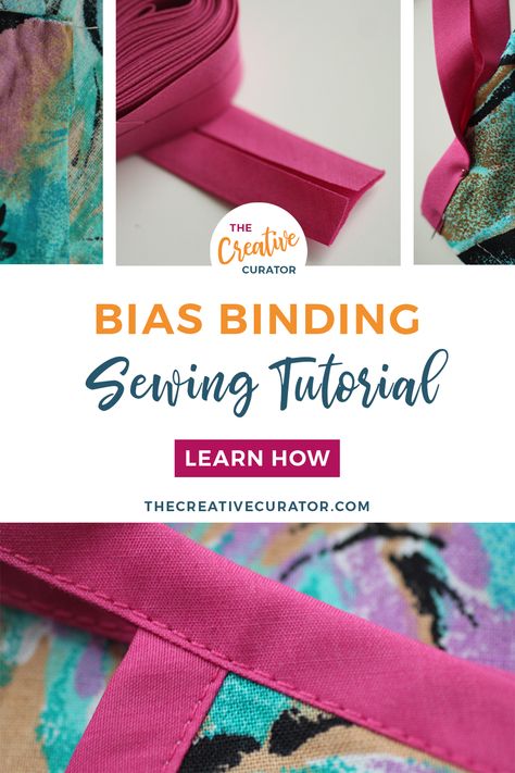 Learn how to sew bias tape with this bias binding tutorial. Sewing bias binding isn't hard - and in seven simple easy steps you'll know how to sew beautiful bias bound finishings for your projects. Whether you're using single fold bias tape or double fold bias tape, this bias binding tutorial is perfect for you! Bias Tape Projects, Sew Bias Binding, Bias Binding Tutorial, Bias Tape Quilt, Learning Sewing, Bias Tape Tutorial, Sewing Bias Tape, Sewing Beginners, Bias Tape Binding