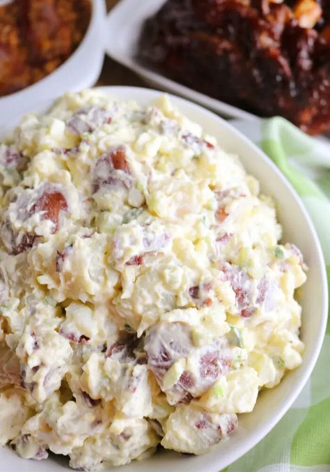 Bbq Side Dishes Potato Salad, Red Potato Salad No Egg, Creamy Red Potato Salad, Red Potato Potato Salad, Red Potatoe Salad Recipe, Red Skin Potato Salad With Sour Cream, Best Red Skin Potato Salad Recipe, Best Red Potato Salad Recipe, What To Cook With Red Potatoes