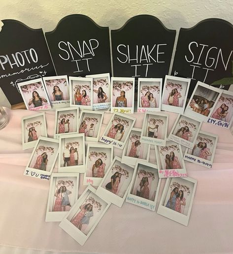 Polaroid pics party ideas Sweet 16 Ideas Themes 16th Birthday, Party Polaroids, Polaroid Party, Poloroid Pictures Ideas, Golden Birthday Themes, Polaroid Photo Booths, Photo Collage Ideas, Polaroid Pics, Party Stations