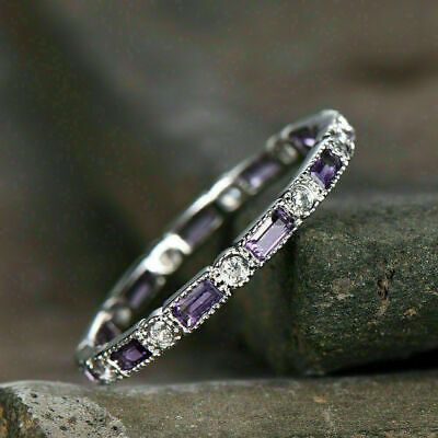 Purple Wedding Rings, Amethyst Wedding Ring, Eternity Engagement Band, Amethyst Wedding Band, Amethyst Wedding Rings, Amethyst Wedding, Amethyst Ring Engagement, Purple Rings, February Birthstone