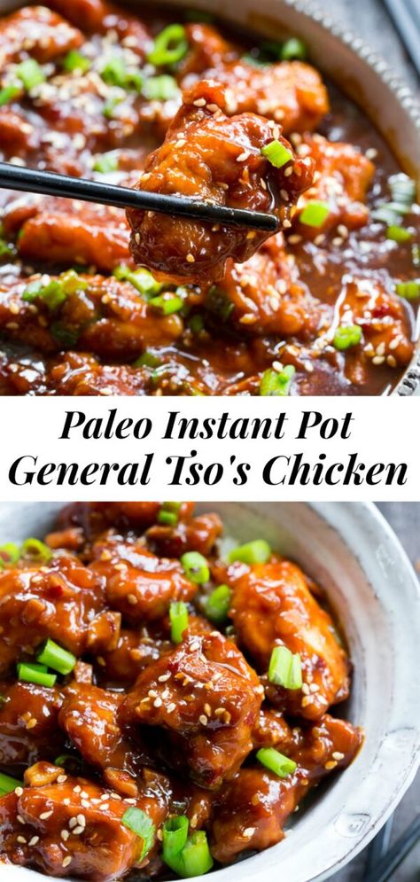 Paleo General Tso Chicken, Stir Fried Veggies, Paleo Instant Pot, Chicken In The Instant Pot, Paleo Running Momma, Fried Veggies, Gluten Free Instant Pot, General Tso's Chicken, Clean Foods