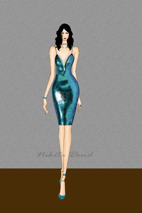 Western wear dress, Digital illustration Western Wear Illustration, Western Wear Fashion Illustration, Photoshop Dress Illustration, Western Dress Illustration, Green Fashion Illustration, Western Wear Dress, Fusion Wear Indian Western Illustration, Peacock Dress Design Illustration, Party Wear Dresses Western