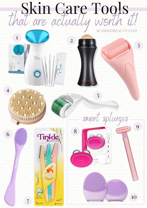 skin-care-tools-worth-it | Slashed Beauty Best Skin Care Tools, Face Care Tools, Essential Skin Care Products, Skin Tools, Self Care Supplies, Face Care Items, Beauty Tools Products, Beauty Things To Buy, Best Skin Care Devices