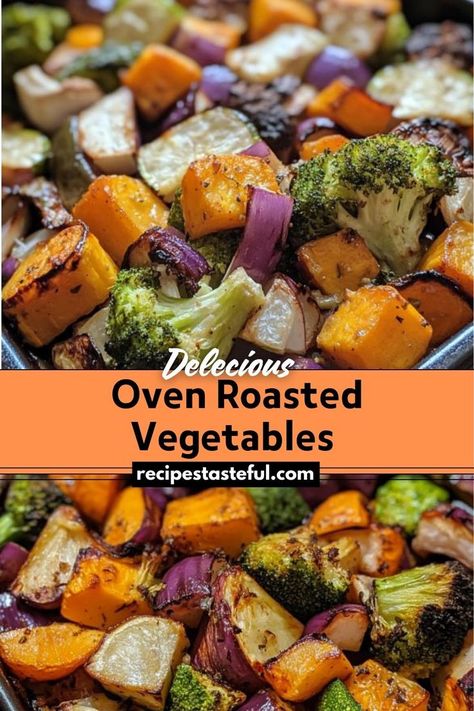 This Oven Roasted Vegetables recipe features a delightful mix of bell peppers, zucchini, sweet potatoes, red onions, and broccoli. Seasoned with Dijon mustard, Italian herbs, and garlic powder, then roasted to perfection, these vegetables make a delicious and versatile side dish that complements a variety of meals. Half Baked Harvest Roasted Vegetables, Roasted Vegetables With Mushrooms, Cooking Fresh Vegetables, Fall Vegetable Medley, Thanksgiving Mixed Vegetables, Oven Cooked Vegetables, Seasoned Mixed Vegetables, One Pan Vegetables, Roasted Vegetables With Sweet Potatoes